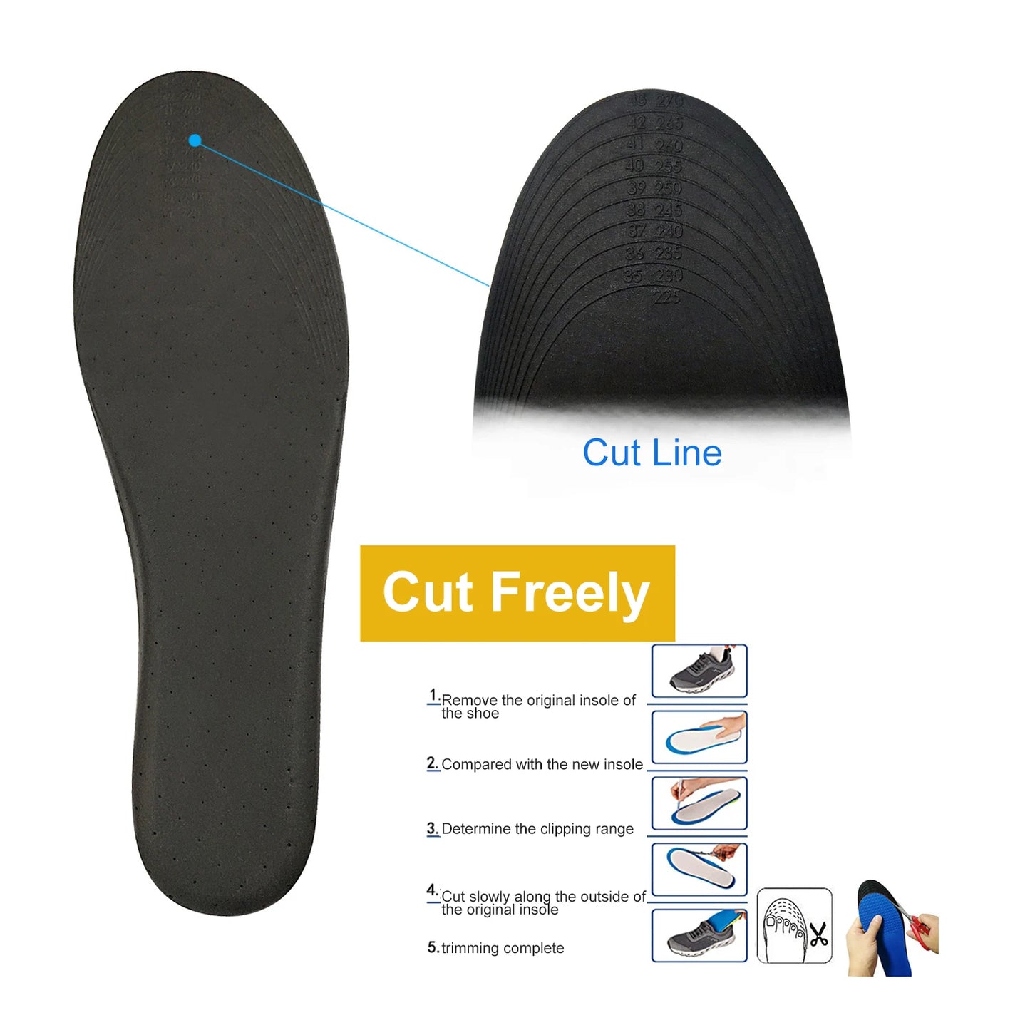 1 Pair Magnetic Massage EVA Cushioning Insoles - Internal Height Increase 2-5CM - Suitable For Sports Walking Peaceful Pleasures Health and Wellness