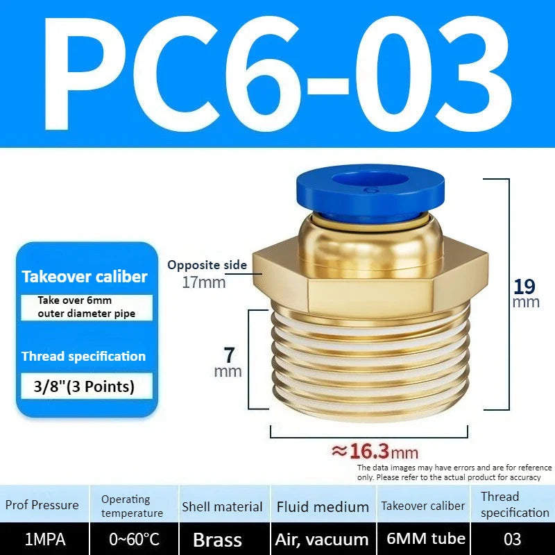 Copper Pneumatic Quick Connect Fittings 1/8"–1/2" Thread
