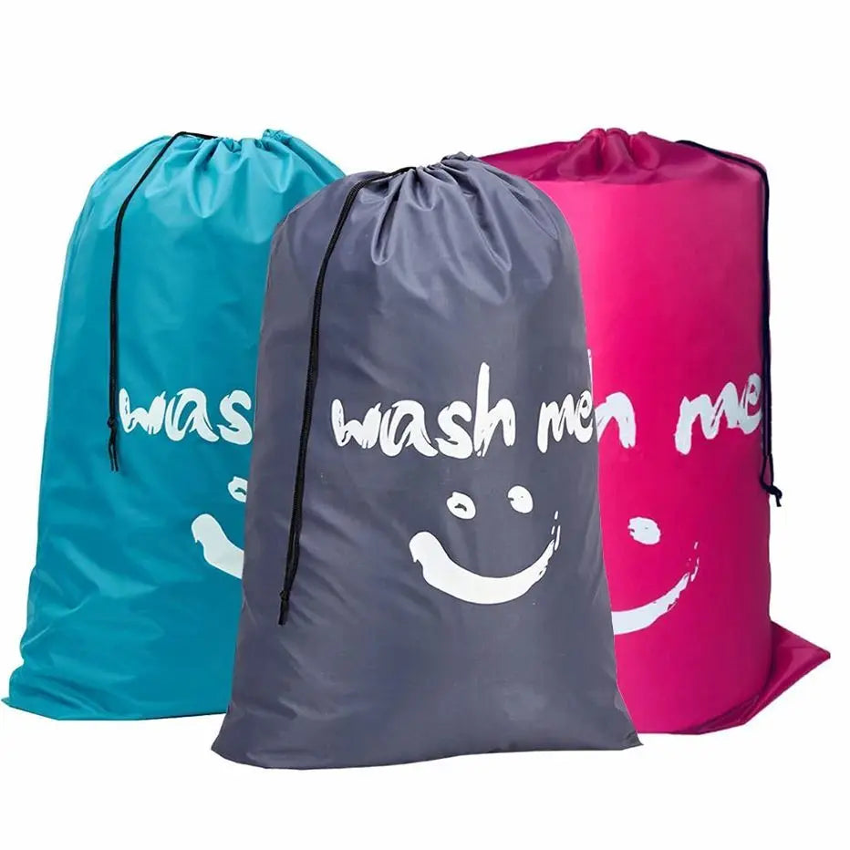 Smile Shape Nylon Laundry Bag Wash Me Travel Storage Pouch Machine Washable Dirty Clothes Organizer Wash Drawstring Bag Peaceful Pleasures Health and Wellness