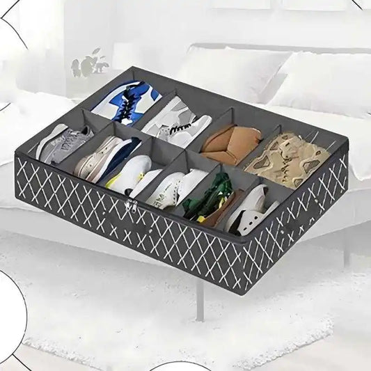 Under-bed shoe storage box PVC foldable non-woven fabric grid storage organizer bag Peaceful Pleasures Health and Wellness 1ps 4