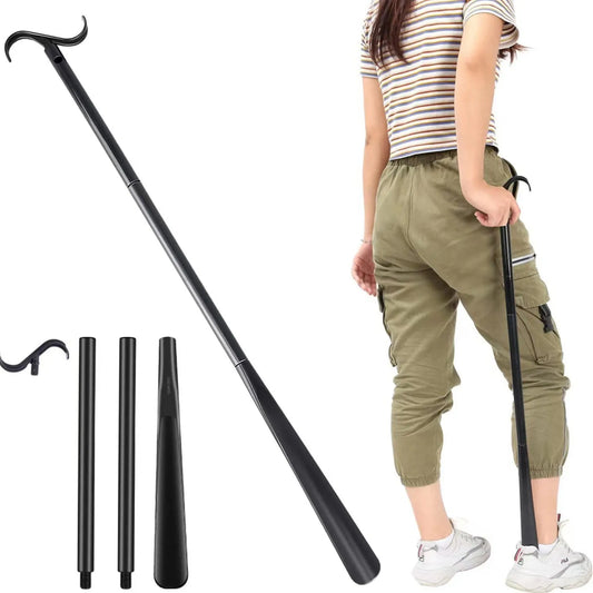Foldable Stainless Steel Long-Handle Shoehorn & Dressing Aid Shoehorn Dressing Aid Peaceful Pleasures Health and Wellness