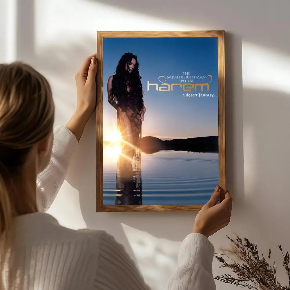 Singer S-Sarah Brightman Poster HD Self Adhesive Waterproof Wall Art Ideal for Home Office Dorm Bedroom Great Gift Peaceful Pleasures Health and Wellness White4 21X30cmNoframe