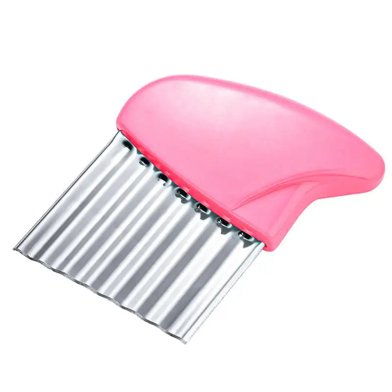 Potato Cutter Chip French Fry Maker Stainless Steel Wavy Knife French Fries Chopper Knife Chopper French Fry Kitchen Tools Peaceful Pleasures Health and Wellness pink 5pc