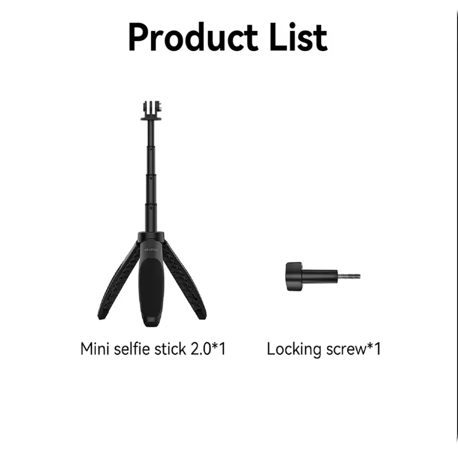 TELESIN Mini Selfie Stick Tripod for DJI Action 6/5 Pro/4/3