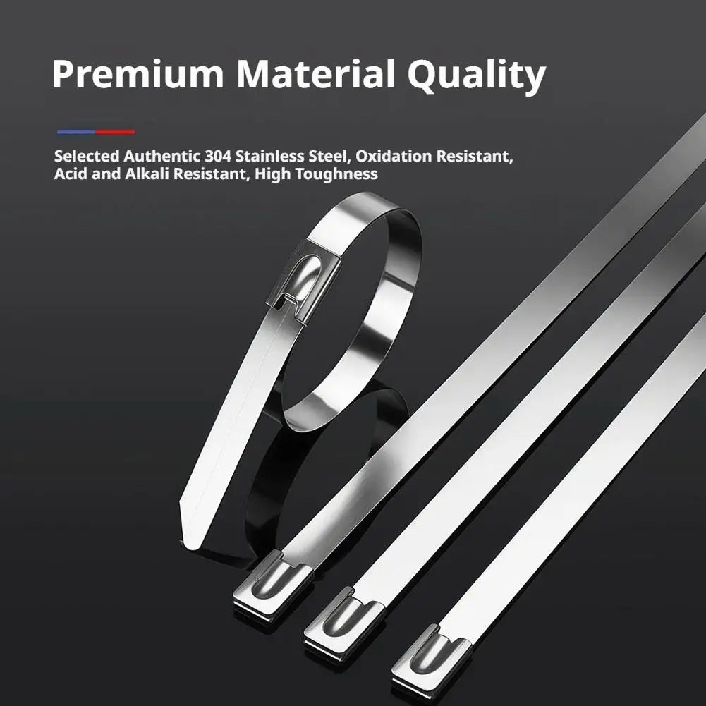 100-Pack Stainless Steel Cable Ties | Self-Locking Metal Zip Ties