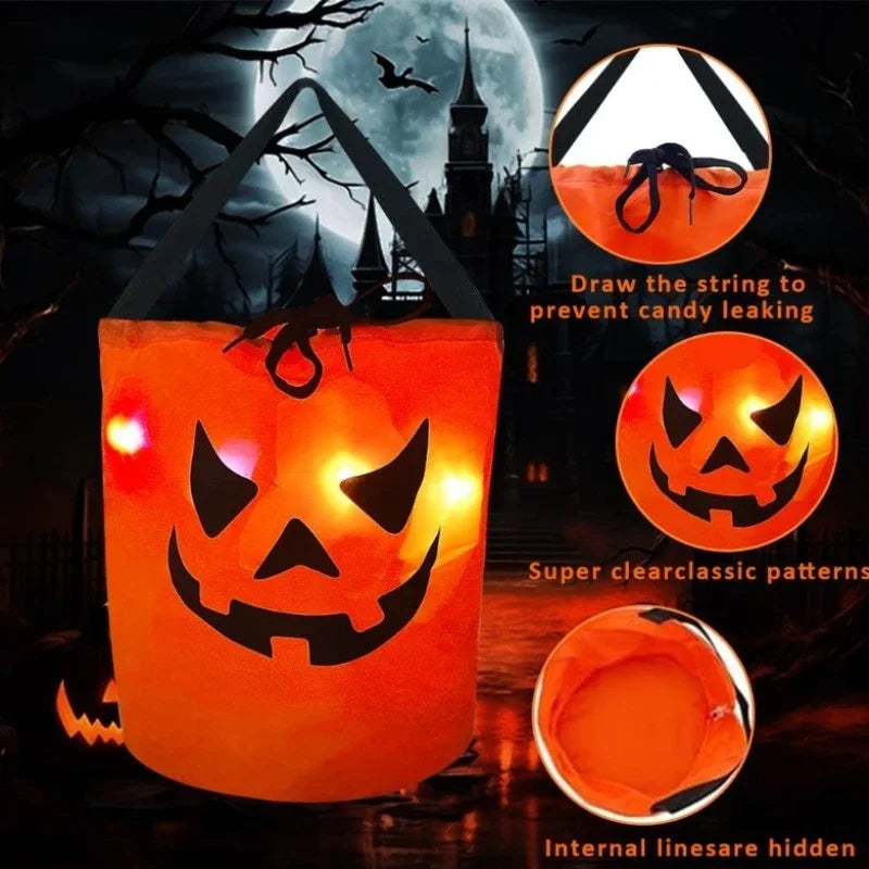 LED Halloween Pumpkin Candy Bag | Kids Trick or Treat Bucket