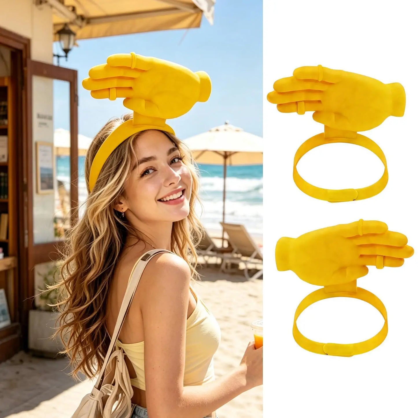Funny Hand Shape Sun Visor Hat Outdoor Handheld Sunshade Headband Foldable Sun Caps For Fishing Beach Hiking UPF Protection Peaceful Pleasures Health and Wellness