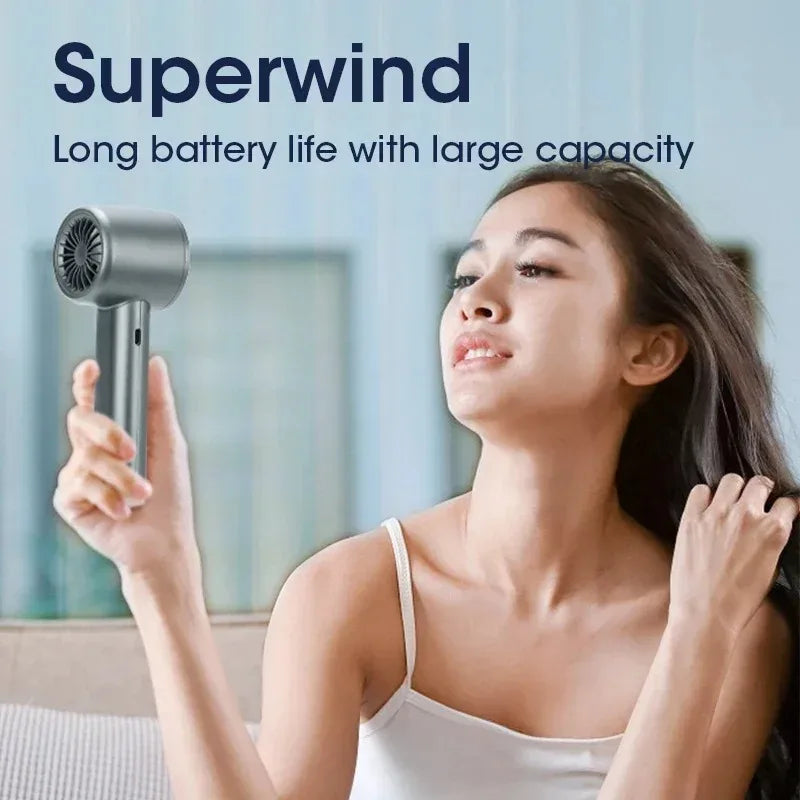 Portable Mini Bladeless 120 Gears 120 Wind Speed Rechargeable USB High Speed Electric Handheld Fan For Office Peaceful Pleasures Health and Wellness