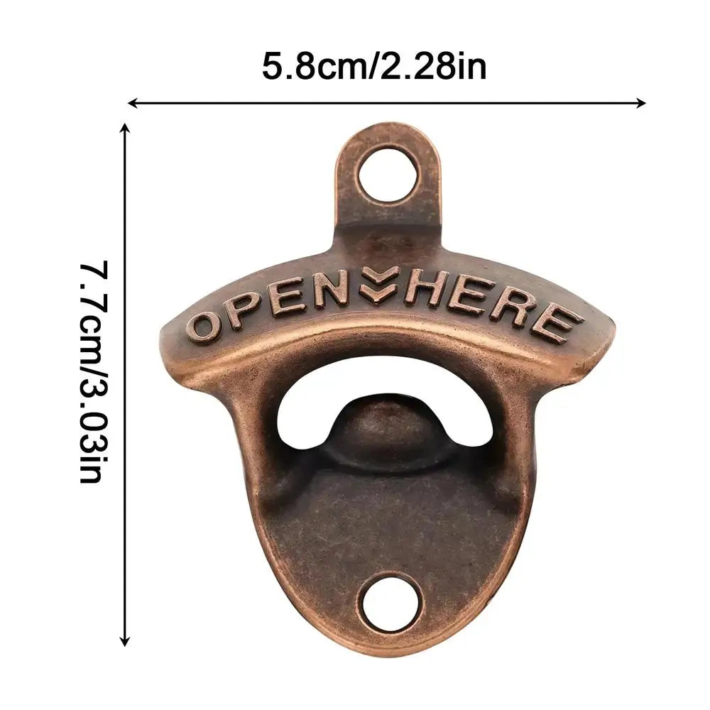Vintage Wall Mounted Bottle Opener Zinc Alloy Decorative Caps Catcher Heavy Duty Beer Opener For Home Bar Outdoor RV Camping Peaceful Pleasures Health and Wellness red bronze