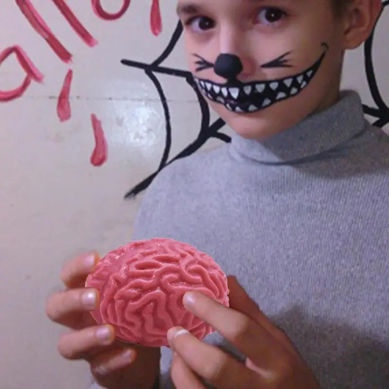 1Pcs Novelty Squishy Brain Toy Squeezable Fun Toys Relieve Stress Ball Cute Toy Cartoon Squeeze Nostress Toy Halloween Gifts Peaceful Pleasures Health and Wellness