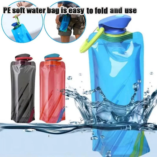 Collapsible Water Bag 700ml | Foldable Flask Hiking Camping Collapsible Water Bag Peaceful Pleasures Health and Wellness