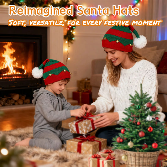 Christmas Hat with Bell For Parent-Child, Winter Warm Knited Beanie for Marry Christmas New Year Xmas Party Festive Ornament cap Peaceful Pleasures Health and Wellness