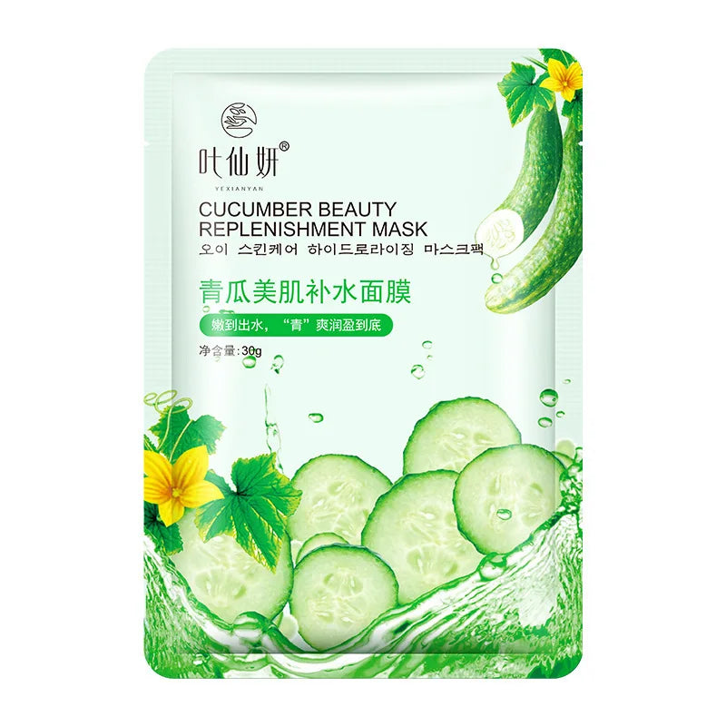 12-Piece Fruit Face Mask Set – Blueberry, Aloe & Cucumber Sheets