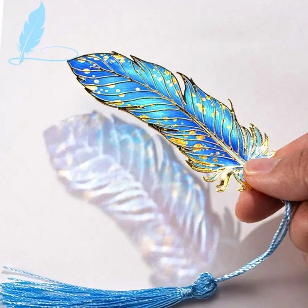 Vintage Metal Bookmark Creative Feather Shape Peacock Feather Bookmark Sturdy with Chain Pendant Hollow Out Bookmark Peaceful Pleasures Health and Wellness