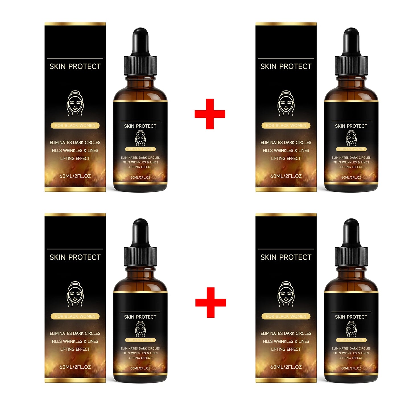 Fade Fine Lines Face Serum Firming Lifting Dark Circle Eliminating Brightening Skin Tone Moisturizing Hydrating Dull Skin Care Peaceful Pleasures Health and Wellness 4 X 60ml boxed