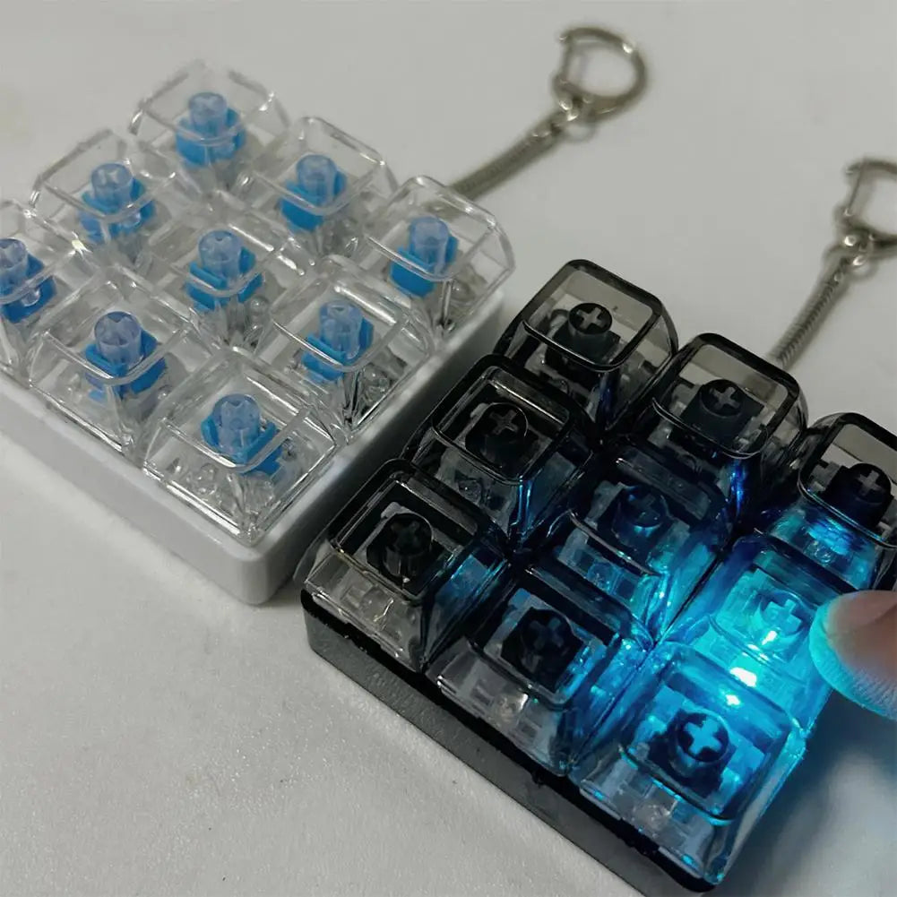 Light-Up 9-Button Fidget Keychain | Keyboard Key Toy Gift