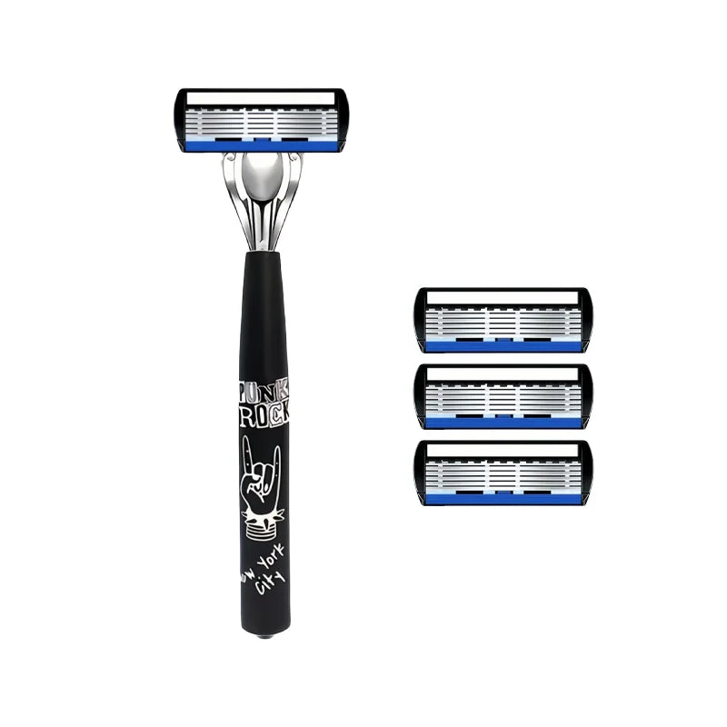 6-Blade Manual Safety Razor | Replaceable Head | Men & Women