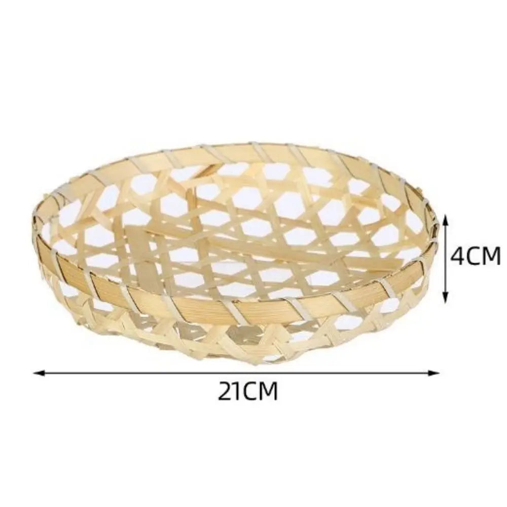 High Quality DIY Handmade Weaving Bamboo Basket Round 4 Styles Rice Fruit Bread Basket Kitchen Storage Basket Daily Use Storage Peaceful Pleasures Health and Wellness