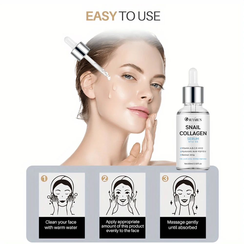 SUYARUN Snail Collagen Essence Serum - Anti-Aging, Brightening & Hydrating Facial Treatment for All Skin Types. Peaceful Pleasures Health and Wellness