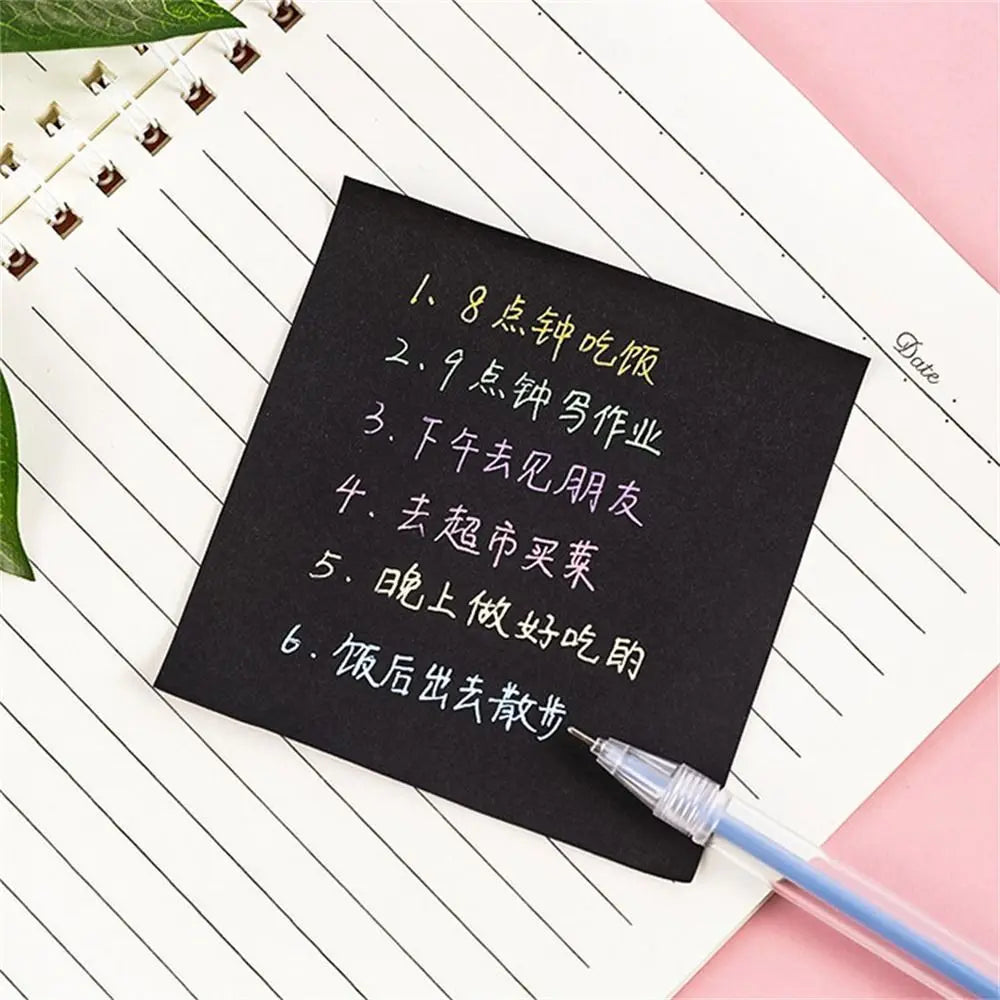 Black Sticky Notes 3x3 – 50 Sheet Self-Adhesive Memo Pad