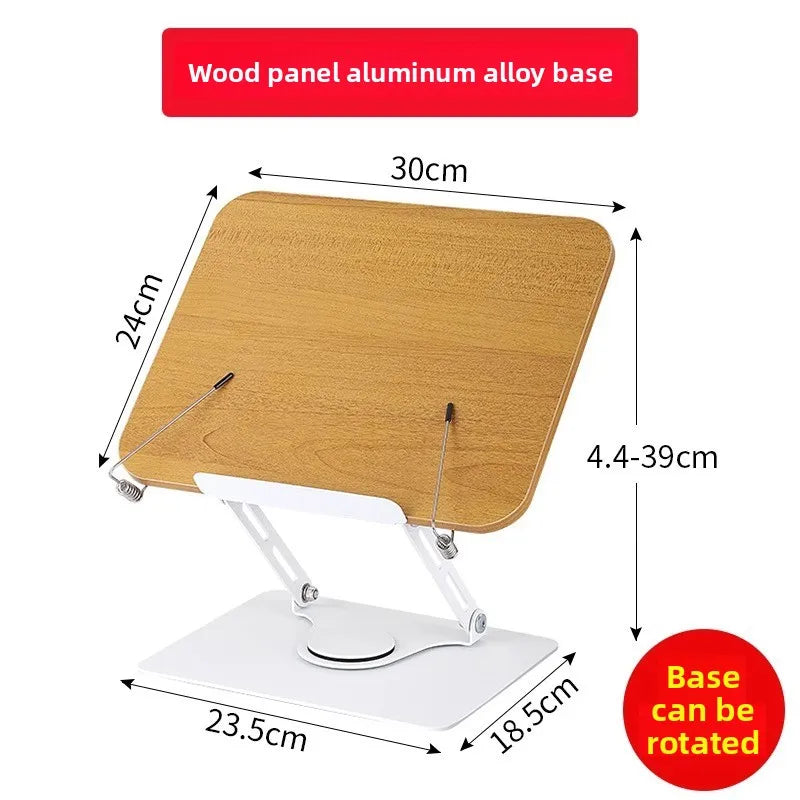 Music Stand Laptop Lifting Rotating Base Wooden Board Page Clip That