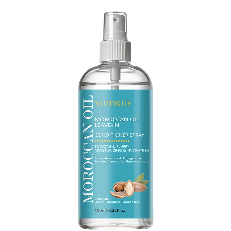 YUITIKUE Moroccan Oil Leave-In Conditioner Spray 100ml Smooth Fluffy Moisturizing Hydrating for Damaged Hair Peaceful Pleasures Health and Wellness 1pc