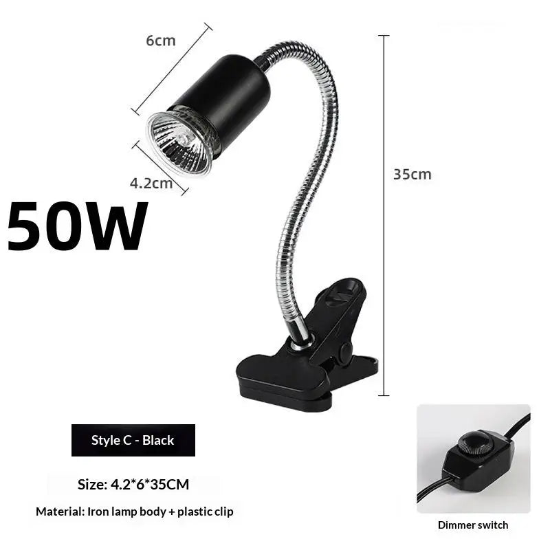 UVA UVB Reptile Basking Lamp 50/75W Dimmable Heat Bulb Set