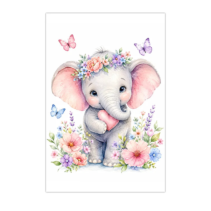 Nursery Animal Wall Art Canvas Painting Watercolor Cartoon Poster Baby Bedroom Home Decor Peaceful Pleasures Health and Wellness 05 15x20cm No Frame China Mainland