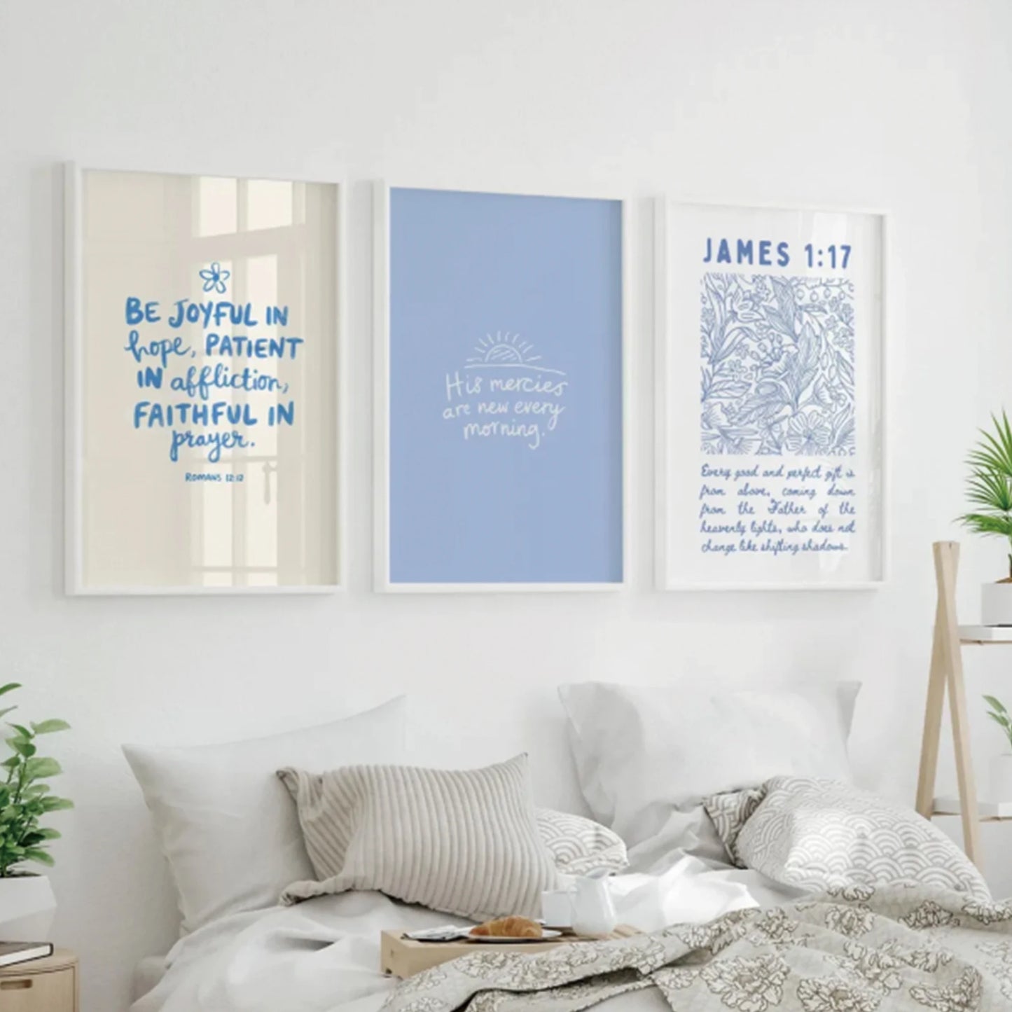 Christian Blue Bible Verse Jesus Canvas Wall Art Print | Decor