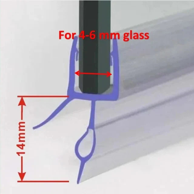 Shower Door Seal Strip PVC Weatherstrip for 4–6mm Glass