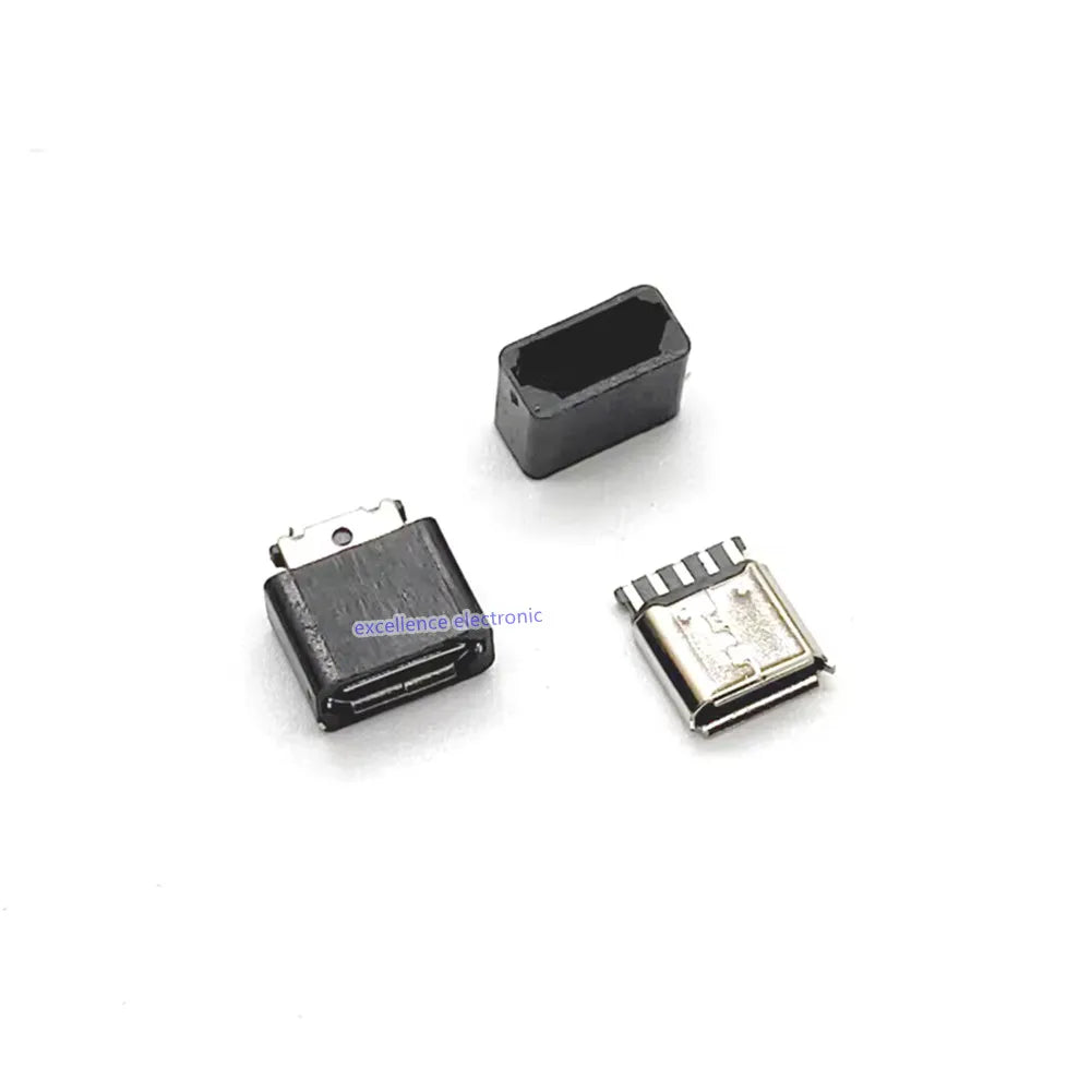 10Pcs USB Connectors Type B/Micro/Mini/USB2.0 Type A Male Female Assembly Adapter DIY Soldering Repair Data Charging Plug Socket Peaceful Pleasures Health and Wellness Micro 2in1 Black