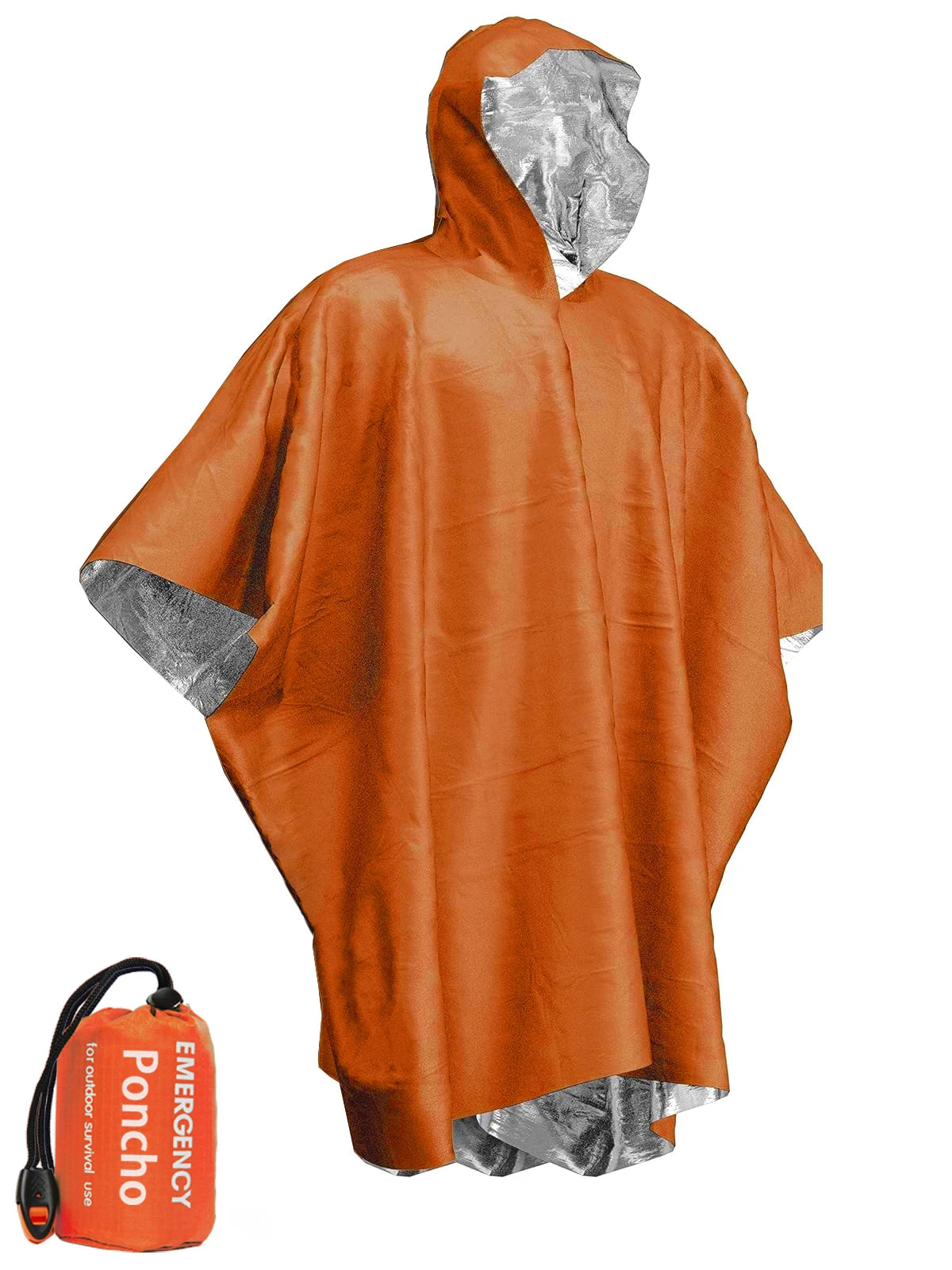 Emergency Rain Poncho Thermal Blanket Poncho Weather Proof Outdoor Survival Camping Gear Survival Gadgets Peaceful Pleasures Health and Wellness orange Poncho
