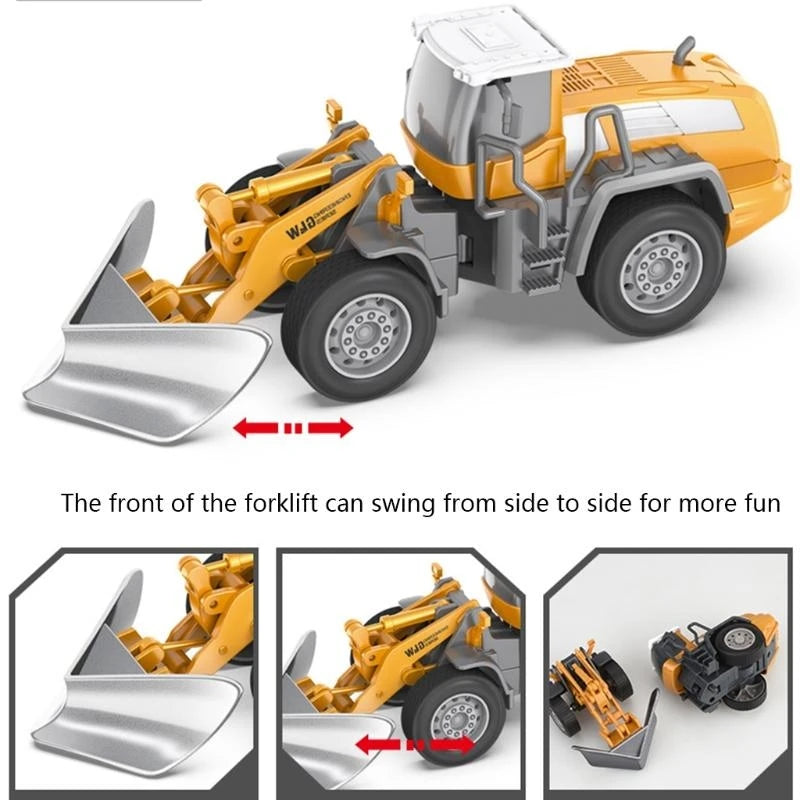 1:55 Diecast Construction Vehicle Set – Forklift, Bulldozer & Mixer