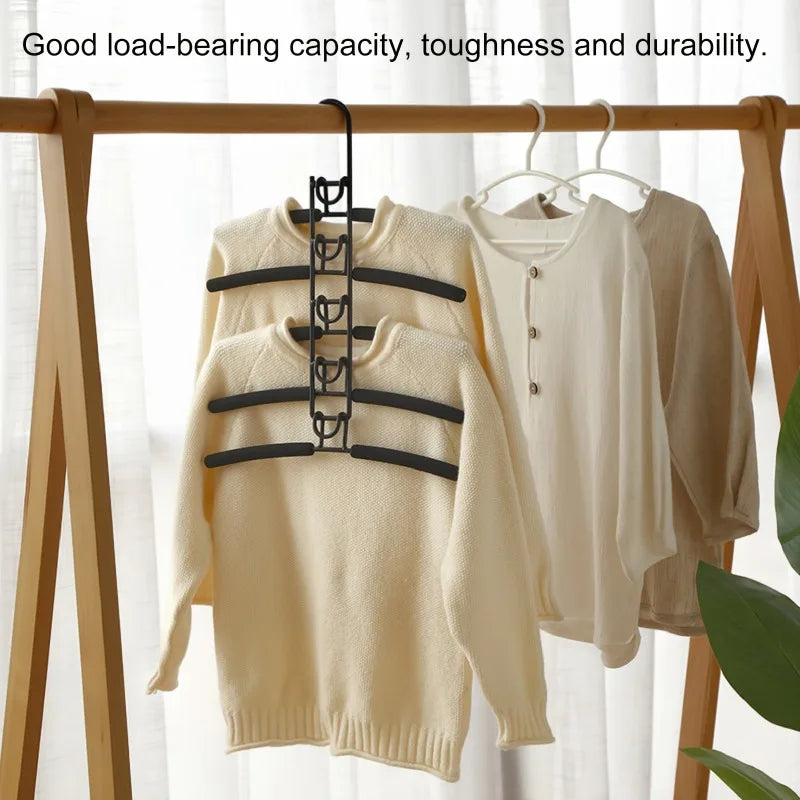 5pcs Heavy Duty Space-Saving Metal Hangers with Non-Slip Foam Pads - Multi-Layer Design for Coats, Sweaters, Suits, and T-Shirts Peaceful Pleasures Health and Wellness