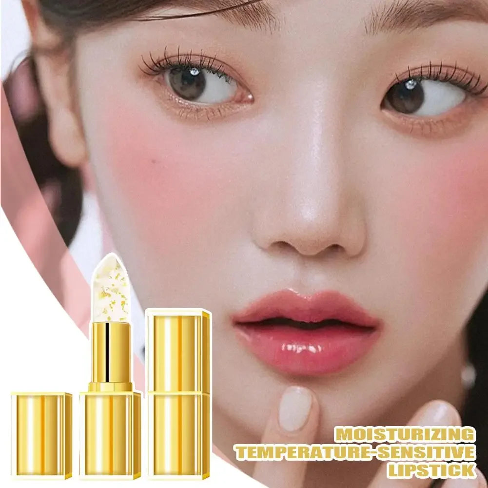 Gold Crystal PH Color Changing Lip Balm, Moisturizing High Shine Glossy Lipstick, Waterproof Non Sticky Cup Daily Lip Care Peaceful Pleasures Health and Wellness