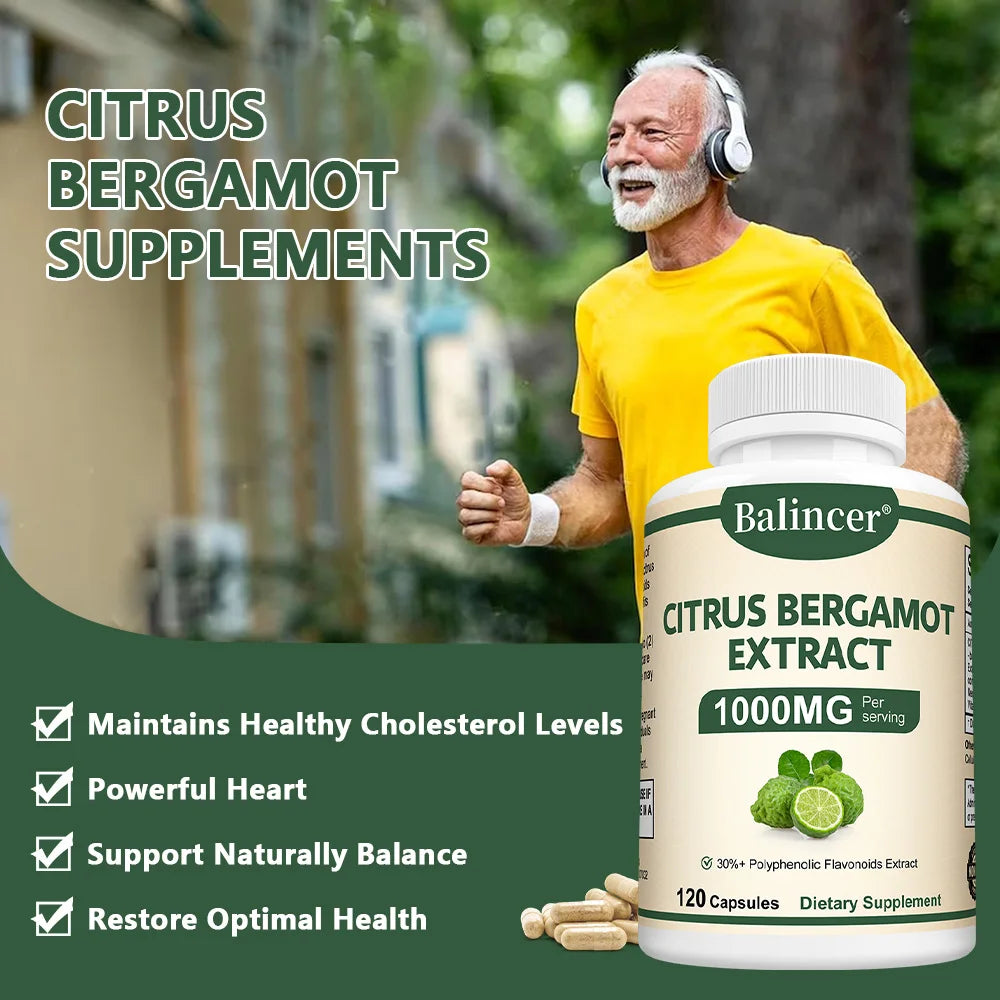 Citrus Bergamot Capsules 1000mg, Heart Health, Cardiovascular, Cholesterol & Blood Sugar & Immune Health Support, Antioxidant Peaceful Pleasures Health and Wellness