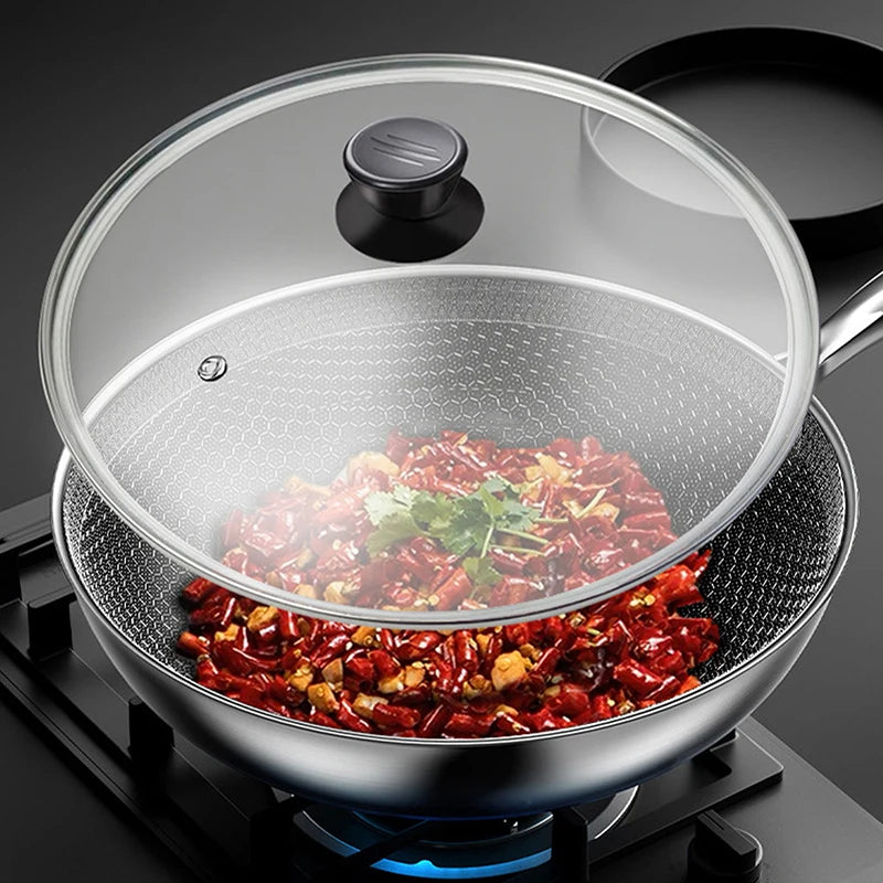 Multi-specification Pot Cover Tempered Glass Pot Lid Stainless Steel Rimmed Pan Lid Spill Shatter-Proof Round Glass Cover Peaceful Pleasures Health and Wellness