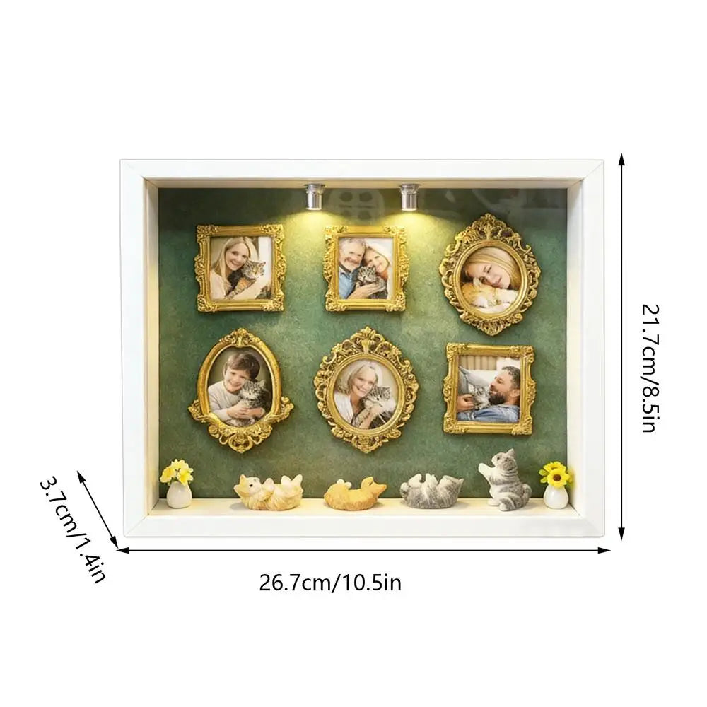 Mini Shadow Boxes Photo Album Display Miniature Figurines Travel Shadowes Box for Family Friends Adults Women Home Indoor Office Peaceful Pleasures Health and Wellness China Mainland White