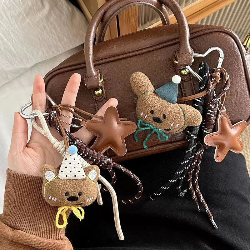 Kawaii Bear Plush Keychain – Cute Stuffed Animal Bag Pendant