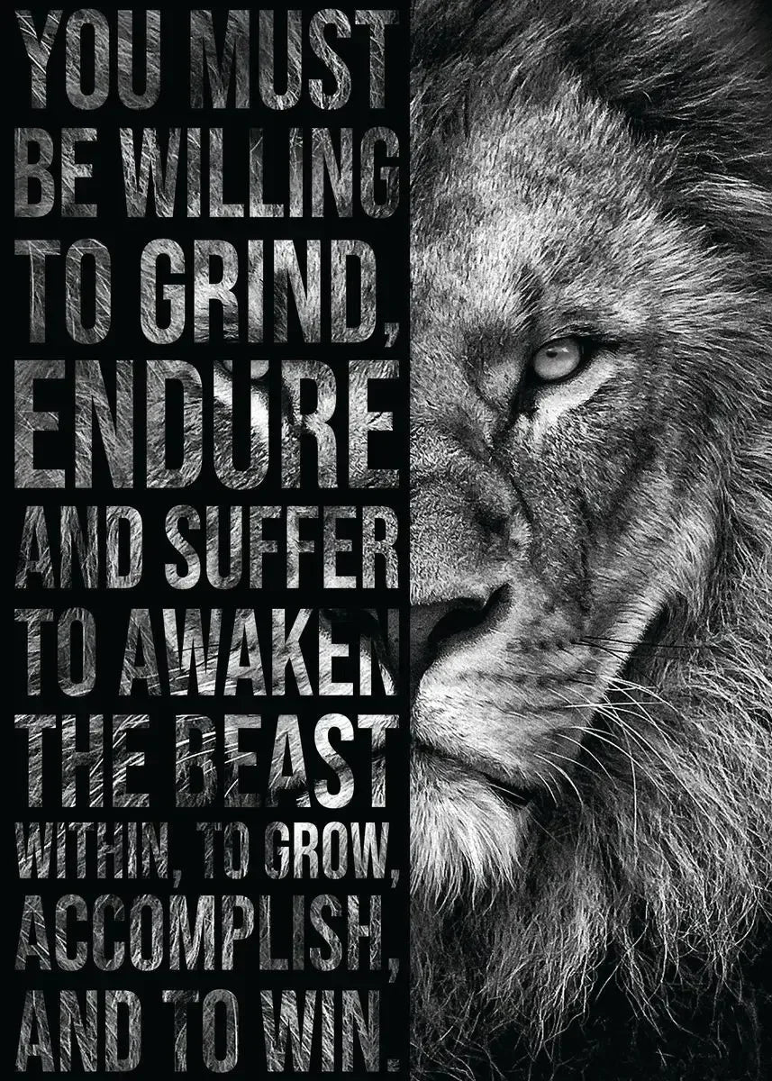 Mindset Is Everything Canvas Wall Art | Lion Wolf Tiger Poster