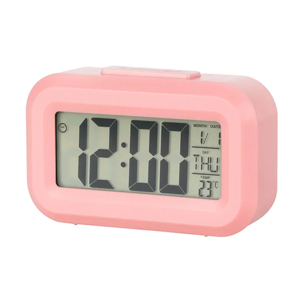 Led Digital Alarm Clock Backlight Data Times Calendar Desktop Multi-function Electronic Bedroom Decoration Desk Decorations Wall Peaceful Pleasures Health and Wellness Pink