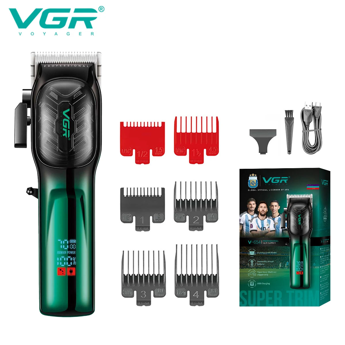 VGR 654 Hair Trimmer Professional USB Hair Clipper Rechargeable Haircut Machine Adjustable Hair Clipper Electric Trimmer for Men Peaceful Pleasures Health and Wellness 654 green