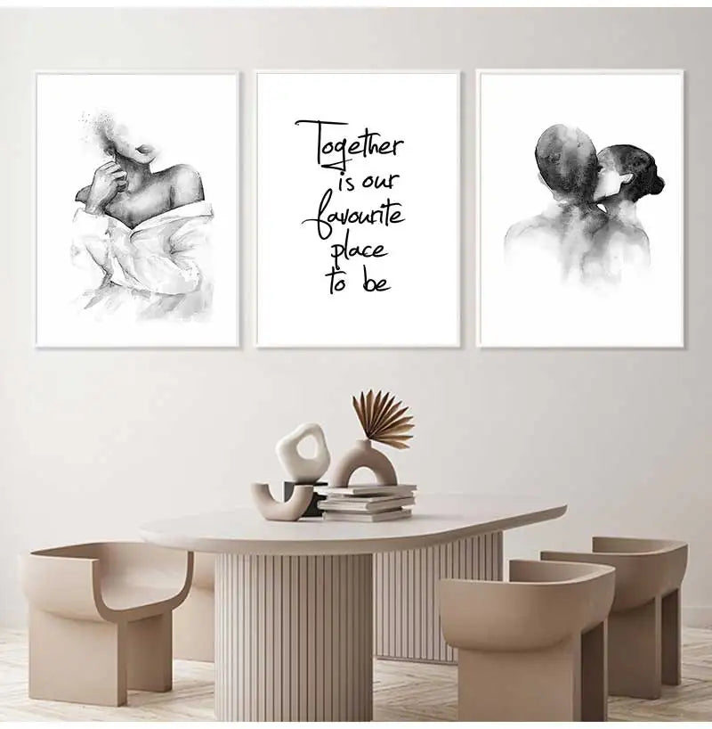 Nordic Black & White Love Quote Canvas Wall Art | Minimalist Canvas Wall Art Peaceful Pleasures Health and Wellness