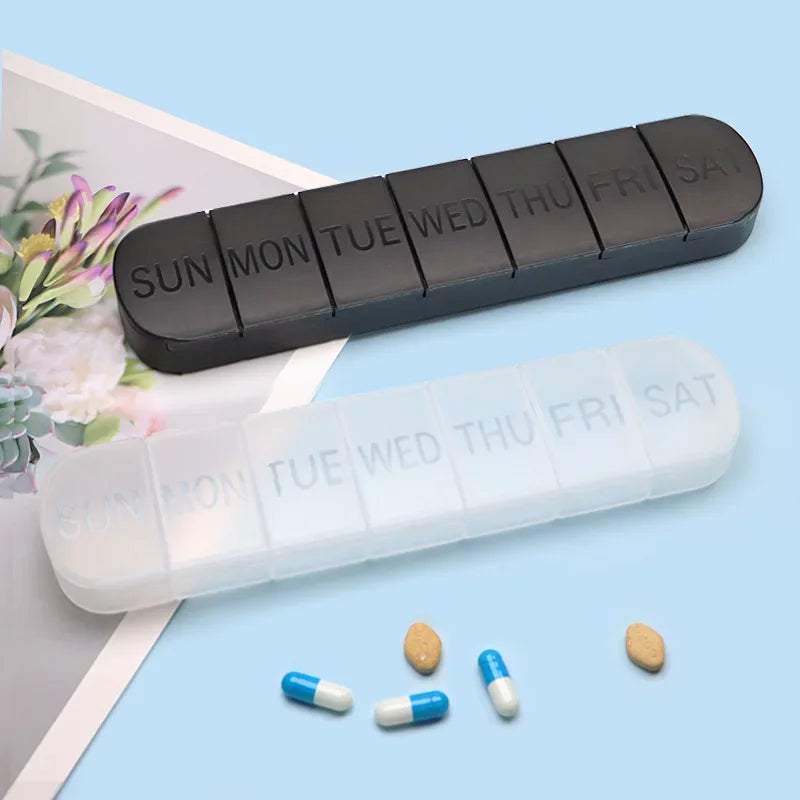 7-Day Weekly Pill Organizer | Mini Portable 7-Grid Pill Box