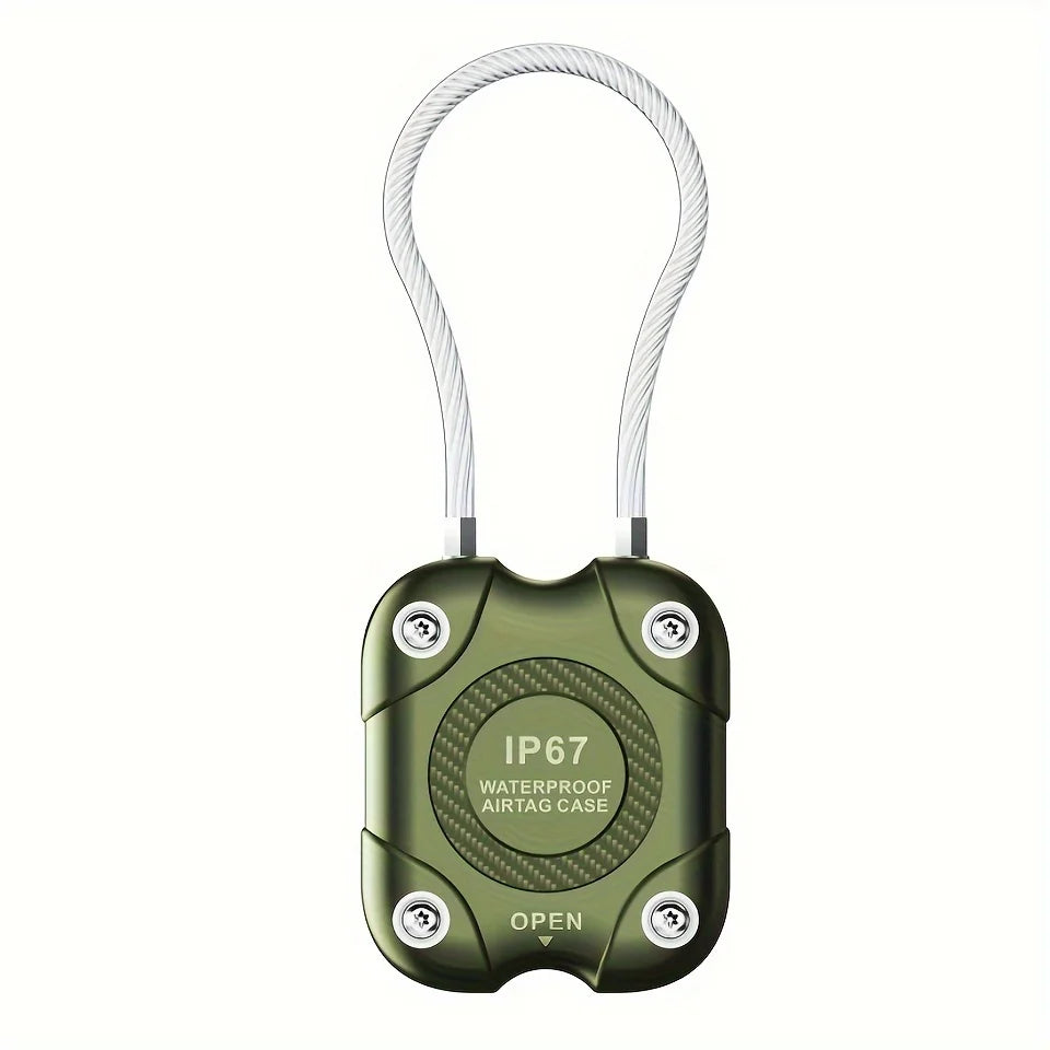 for Airtag case -Compatible Waterproof Case With Steel Wire Cable - Versatile Protection For Keys, Luggage & More Peaceful Pleasures Health and Wellness army green