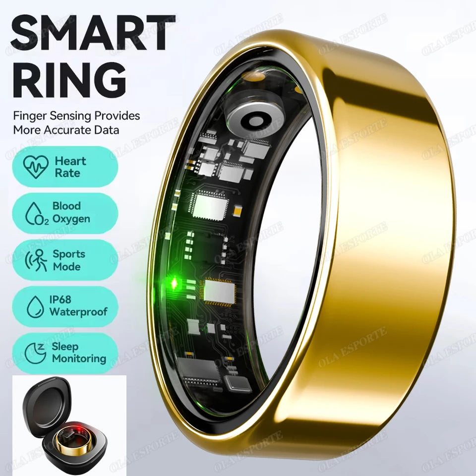 For New Smart Ring Men Women Bluetooth Monitor Blood HeartRate Blood Oxygen Monitor Smartring MultiSport 5ATM Waterproof 2026 Peaceful Pleasures Health and Wellness Gold Pro 12
