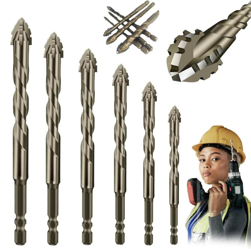 4-Piece Tungsten Carbide Drill Bit Set – Masonry, Glass & Wood