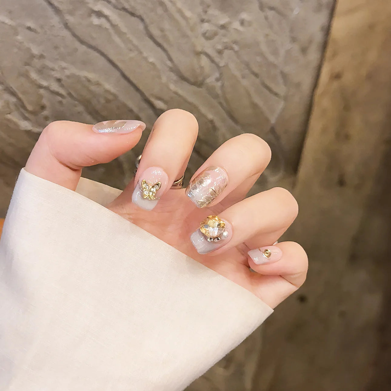 Handmade Press on Nails Short Pink French Fake Nail Tips for Women Girl Wearable Detachable Sweet Summer Flowers False Nails Peaceful Pleasures Health and Wellness