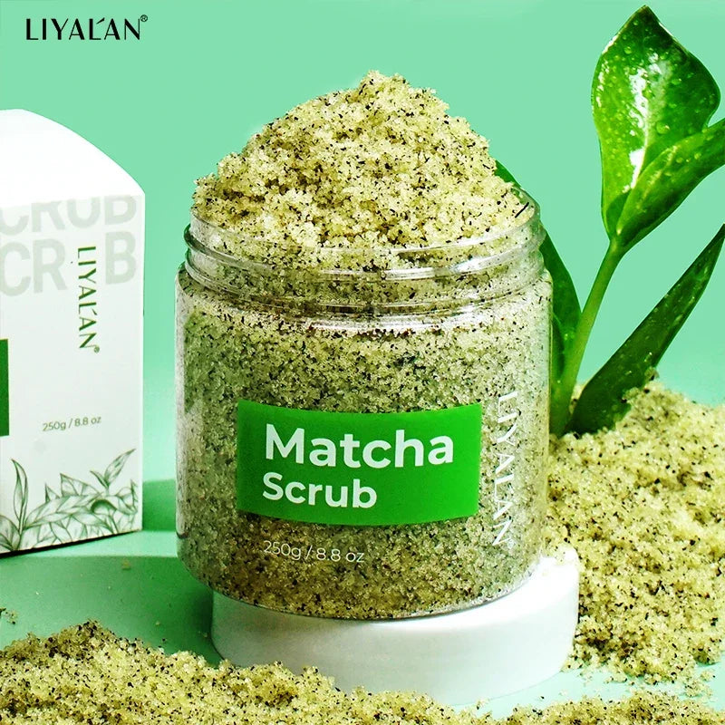 LIYALAN Matcha Green Tea Body Scrub – Sea Salt & Almond Oil Peaceful Pleasures Health and Wellness