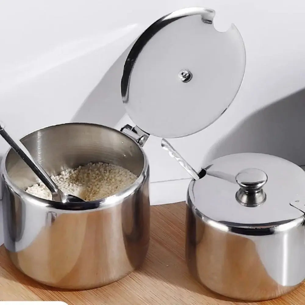 Stainless Steel Sugar & Spice Jar with Lid and Spoon